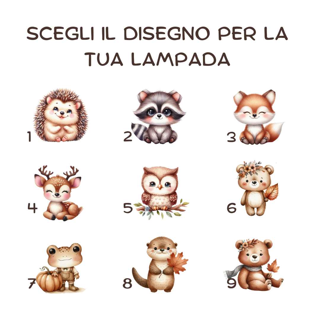 Lampada cameretta "Animali del Bosco"