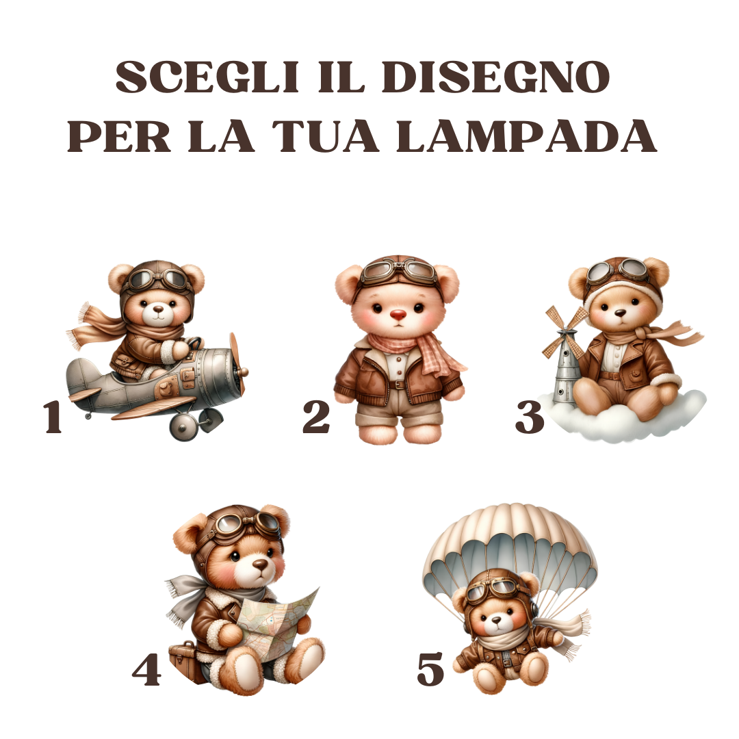 Lampada cameretta "Orsetto Aviatore"